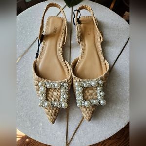 ZARA EMBELLISHED FLAT SANDALS